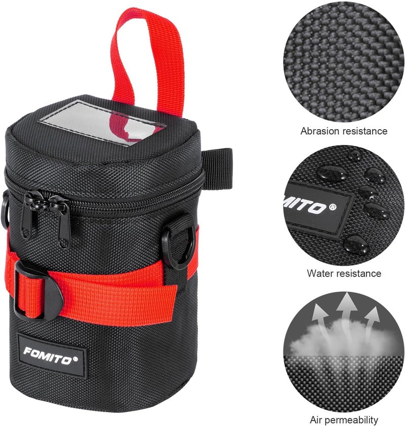 FOMITO Camera Lens Case Pouch Bag for Canon EF-S 17-55mm/17-85mm,EF 35mm f2, Nikon AF-S 18-200mm/18-105mm/18-300mm, Fujifilm XF 56mm f1.2 R & More Lens Below 3.94" x 6.1"(D x L) - Black M size - Image 2